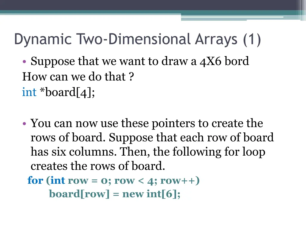 dynamic two dimensional arrays 1 2