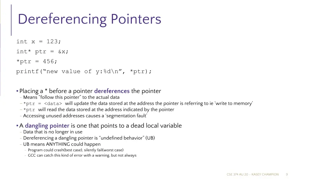 dereferencing pointers