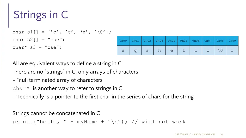 strings in c