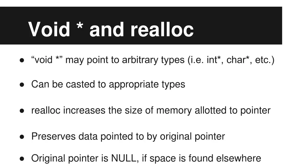 void and realloc