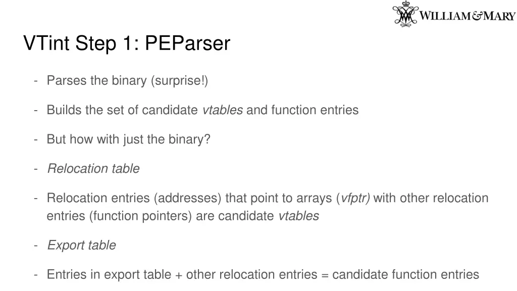 vtint step 1 peparser