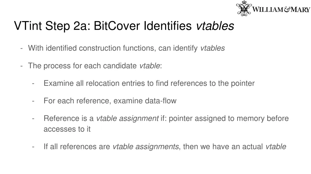 vtint step 2a bitcover identifies vtables 1