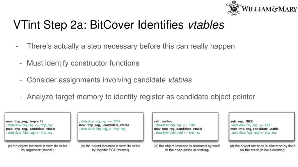 vtint step 2a bitcover identifies vtables