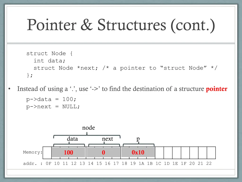pointer structures cont