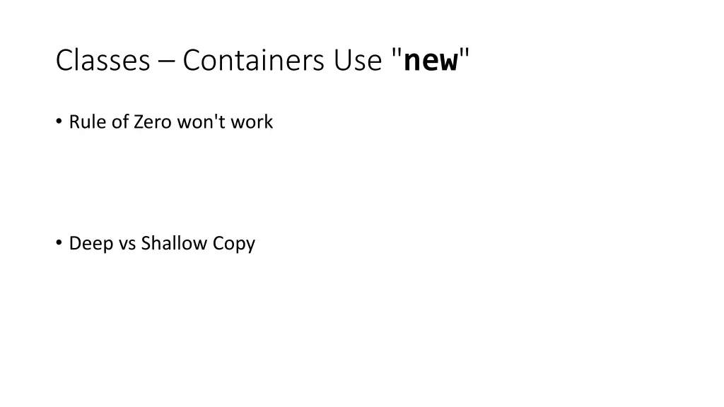 classes containers use new