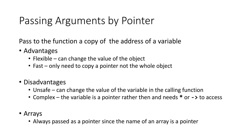 passing arguments by pointer