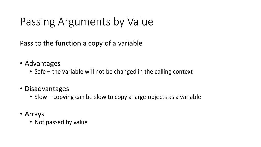 passing arguments by value