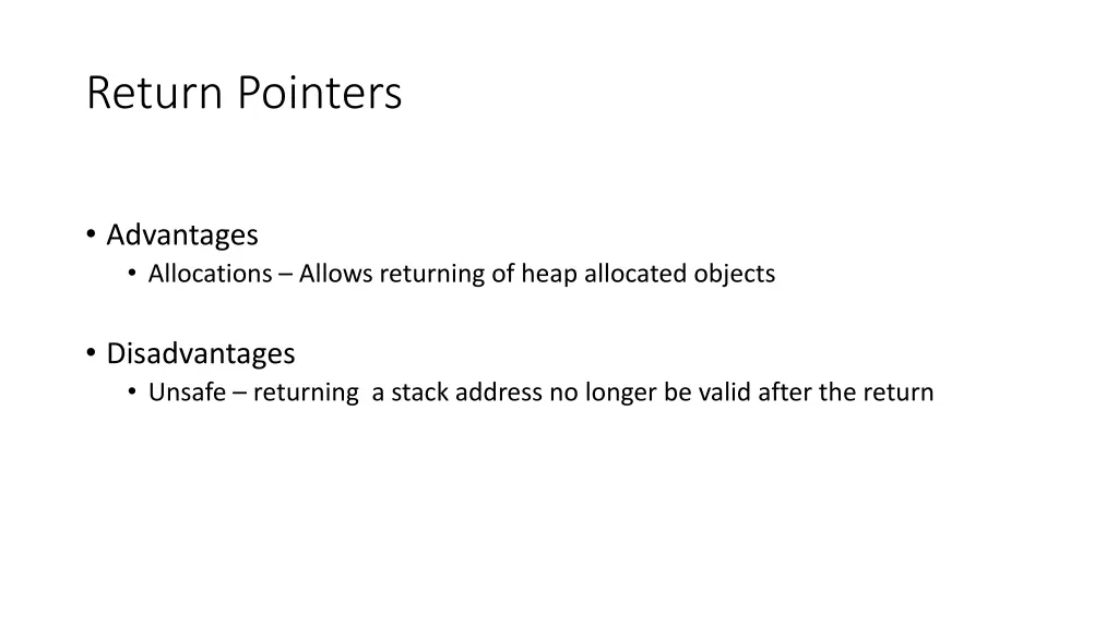 return pointers