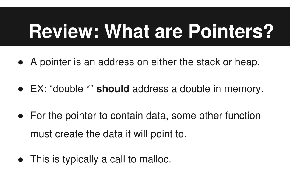 review what are pointers