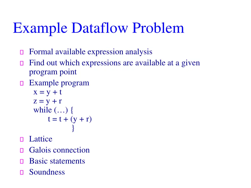 example dataflow problem
