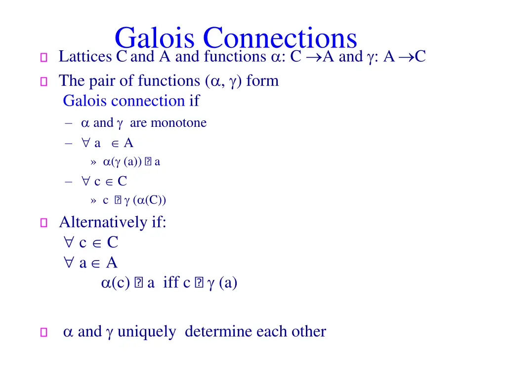 galois connections lattices cand a and functions