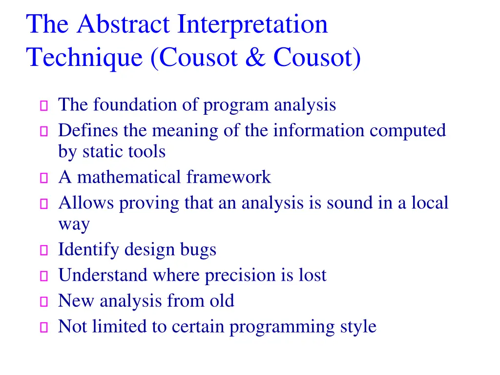 the abstract interpretation technique cousot