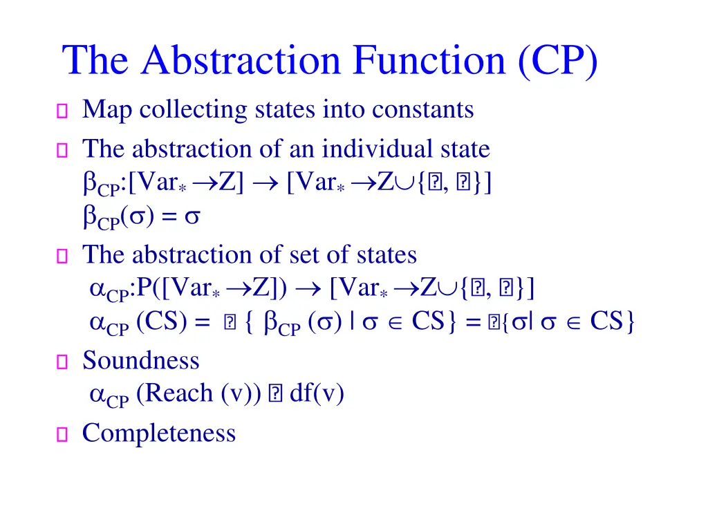 the abstraction function cp map collecting states