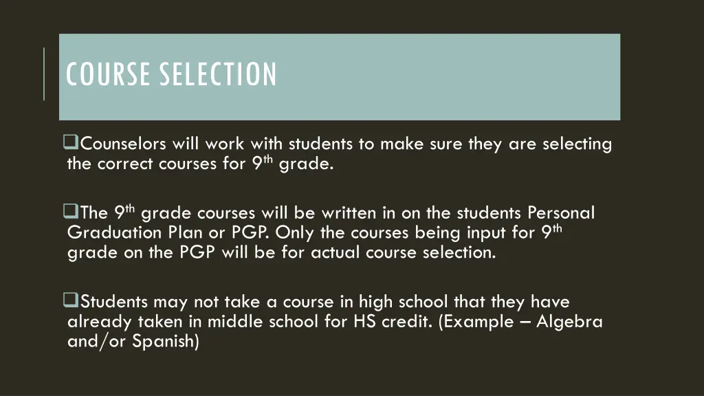 course selection