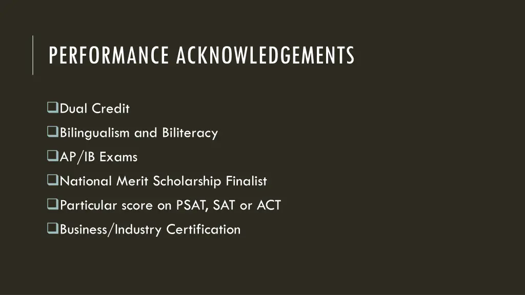 performance acknowledgements