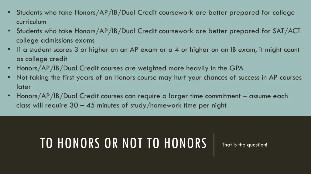 students who take honors ap ib dual credit
