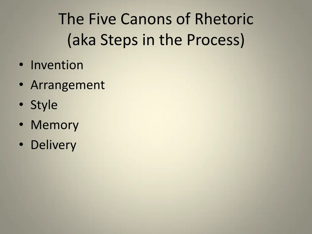 the five canons of rhetoric aka steps 1