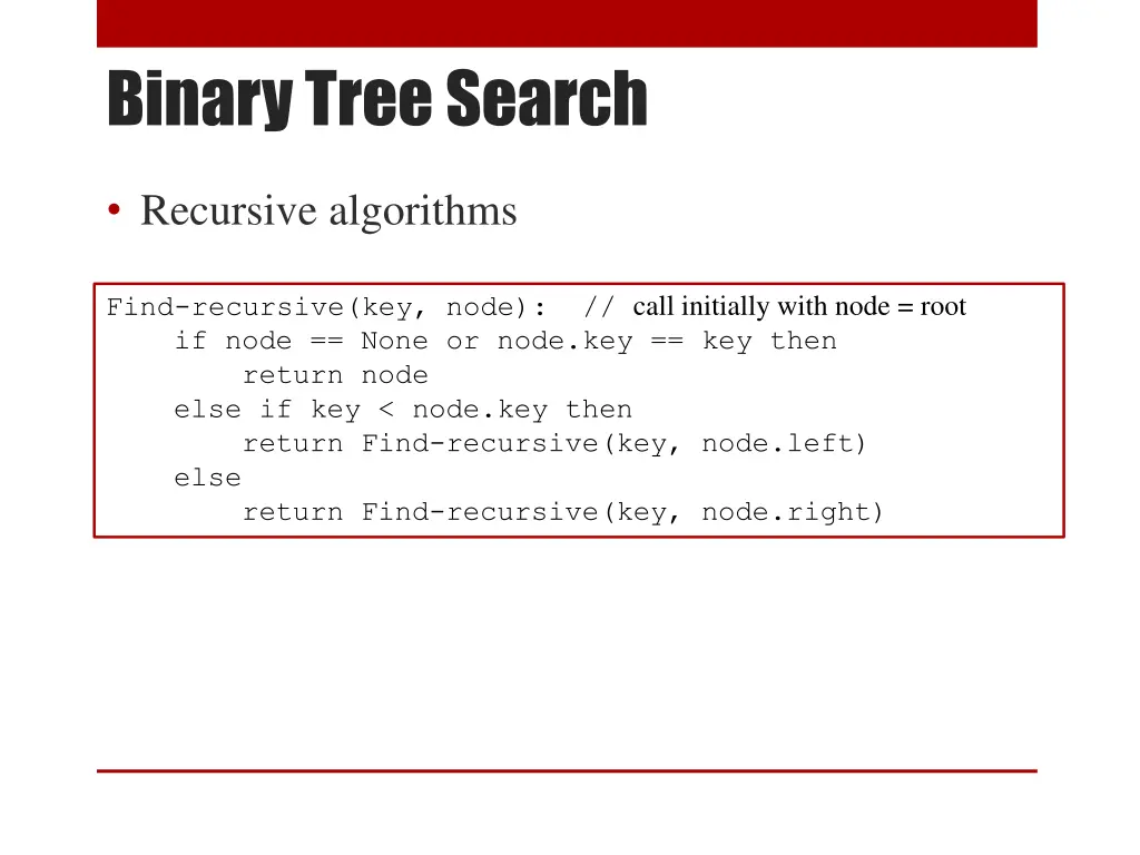 binary tree search