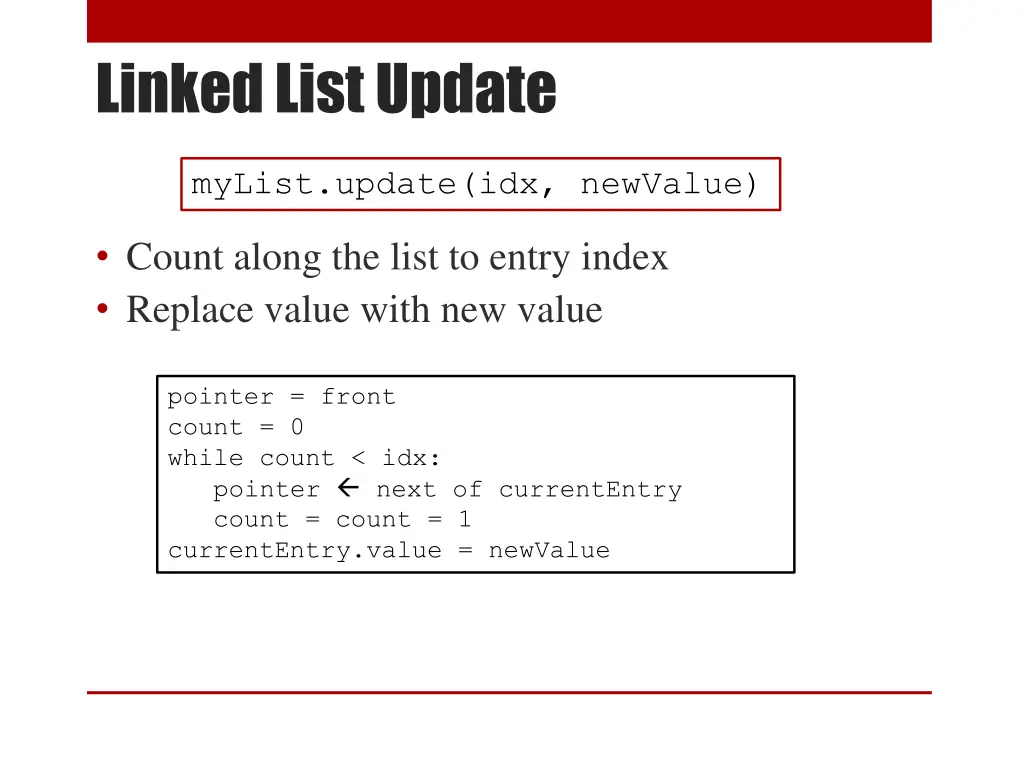 linked list update