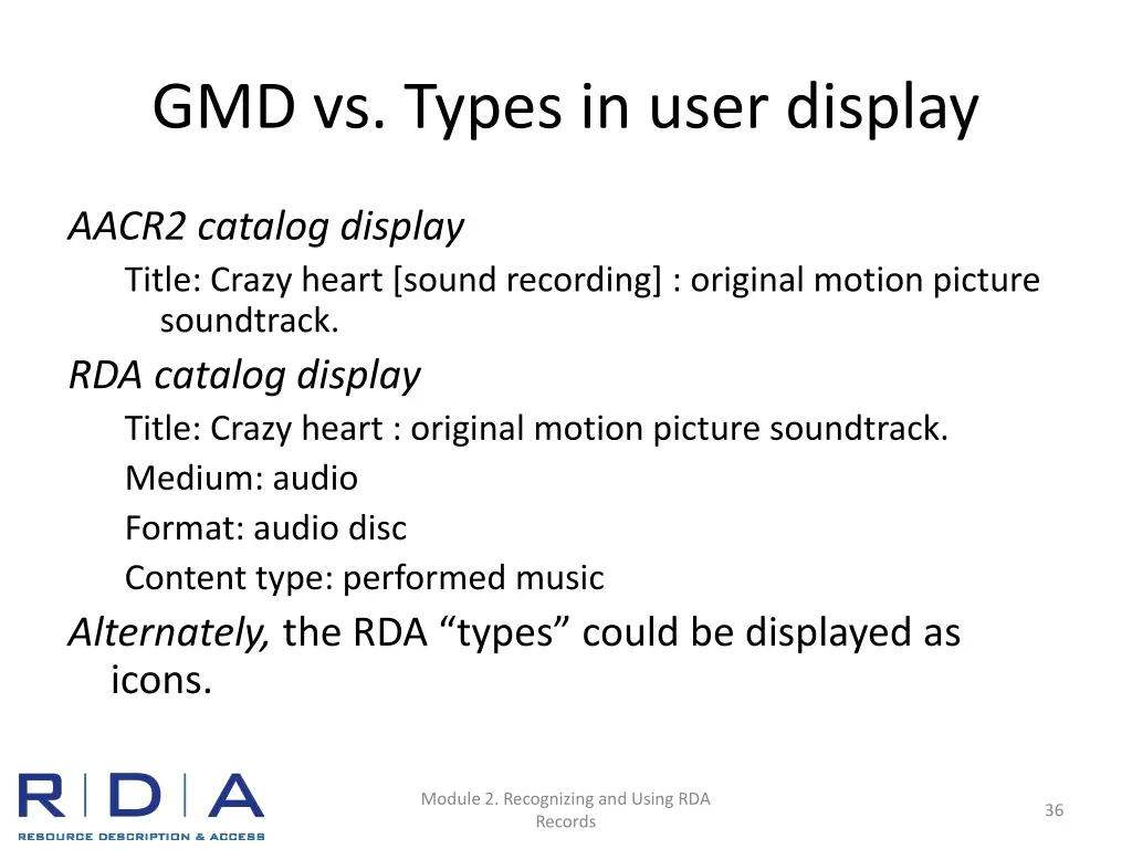 gmd vs types in user display