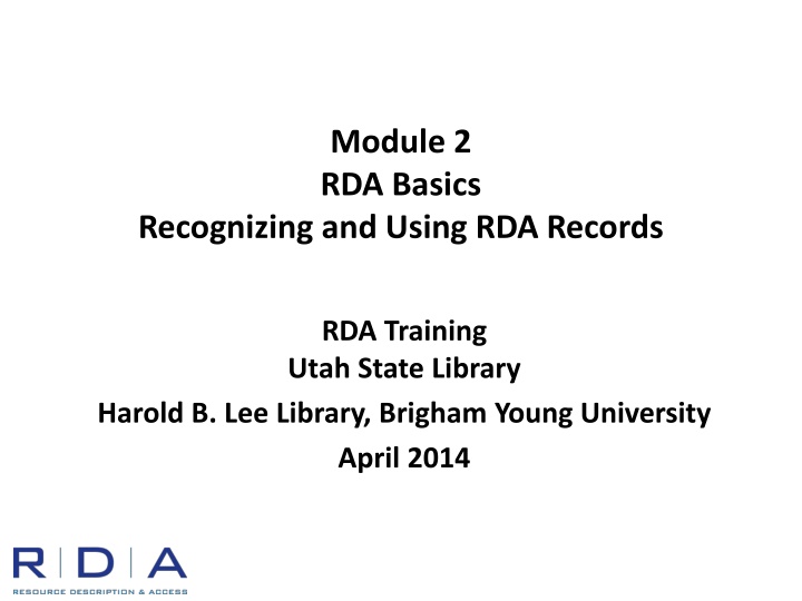 module 2 rda basics
