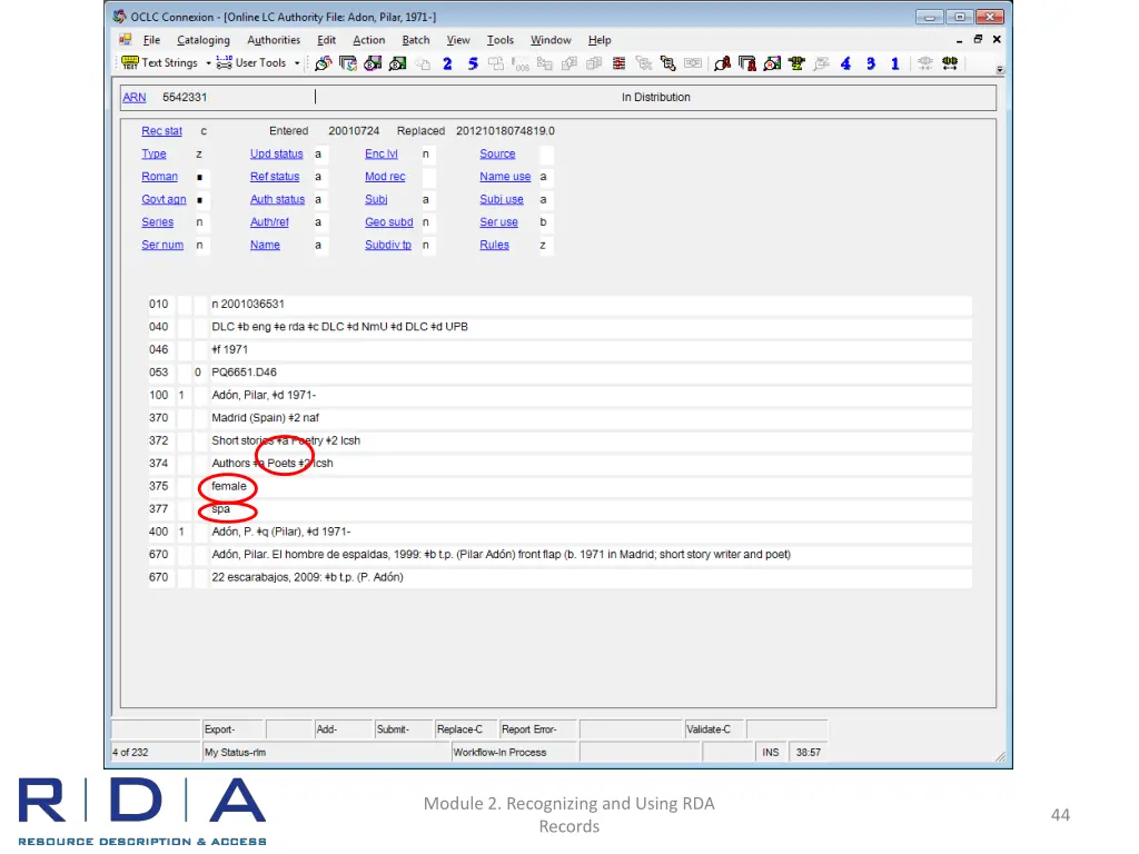 module 2 recognizing and using rda records 17