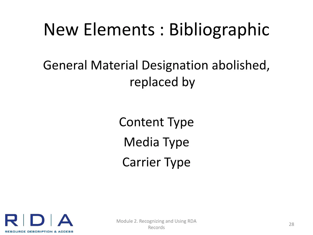 new elements bibliographic