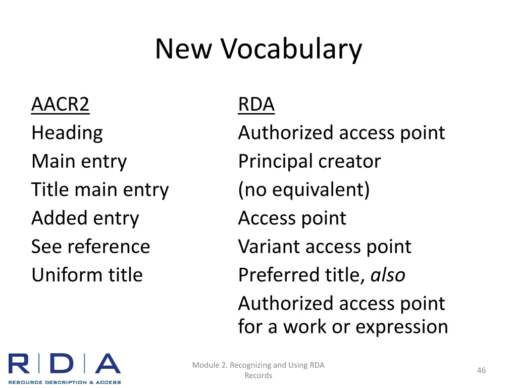 new vocabulary