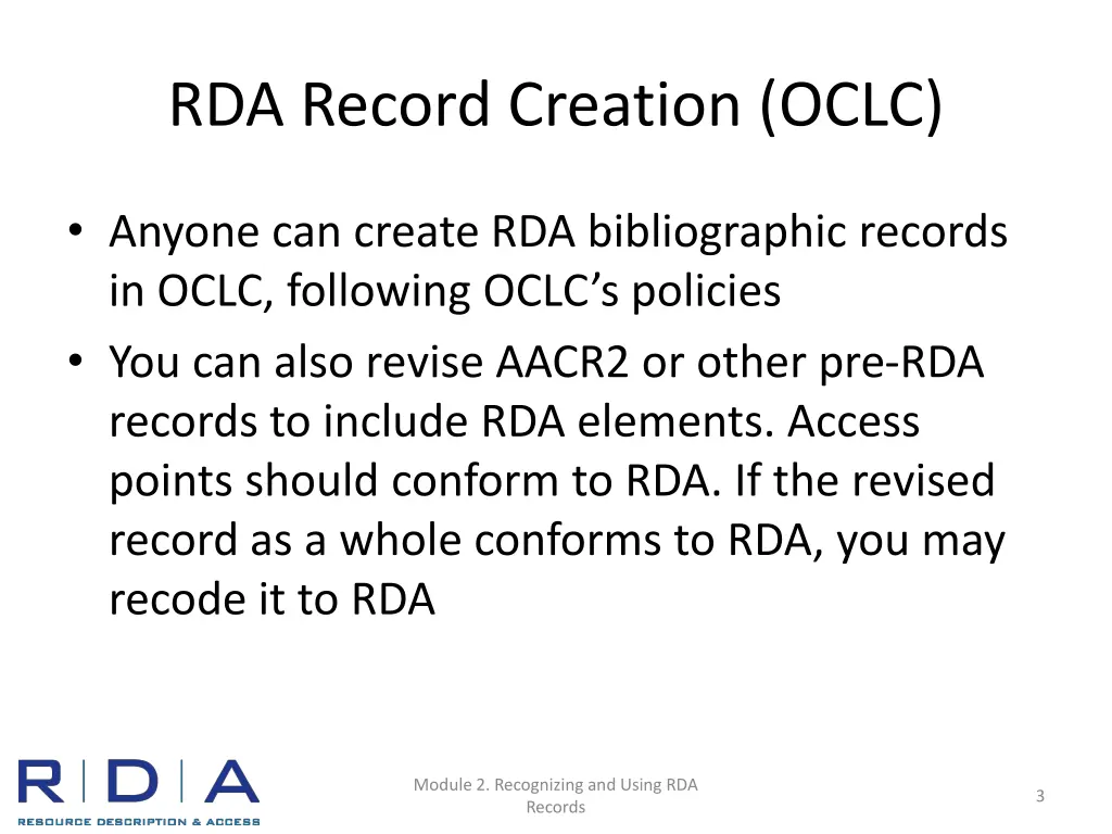 rda record creation oclc