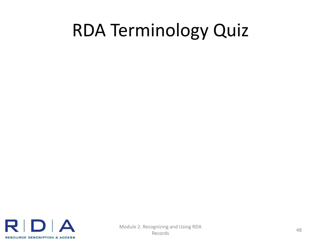 rda terminology quiz