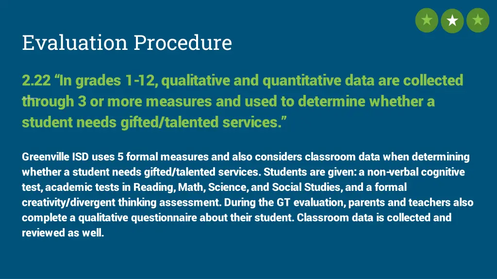 evaluation procedure