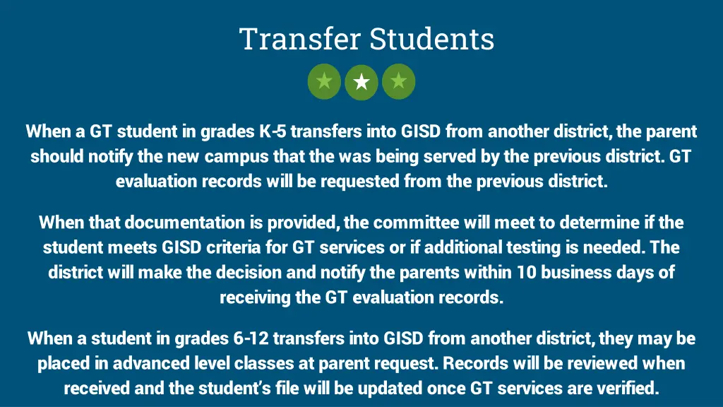 transfer students