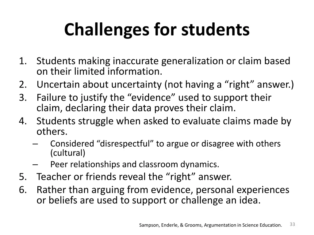 challenges for students