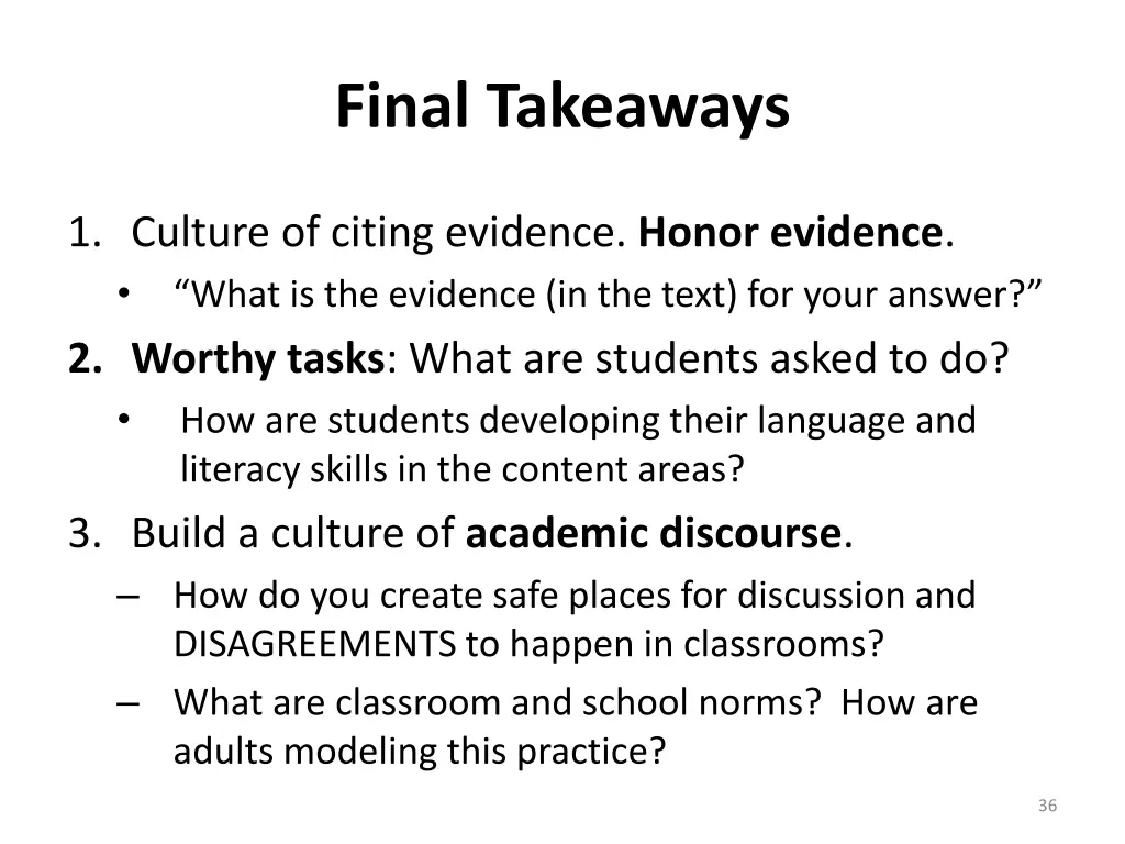 final takeaways