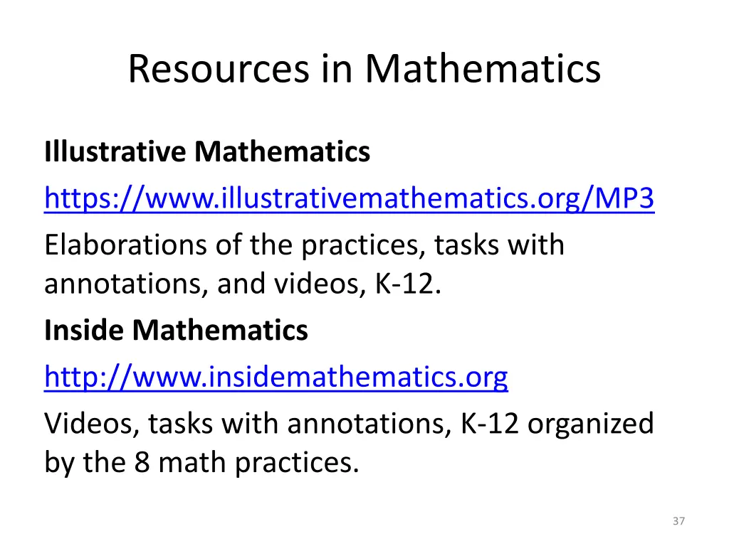resources in mathematics