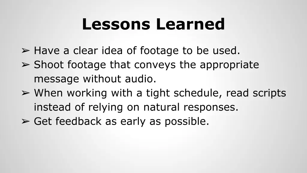 lessons learned