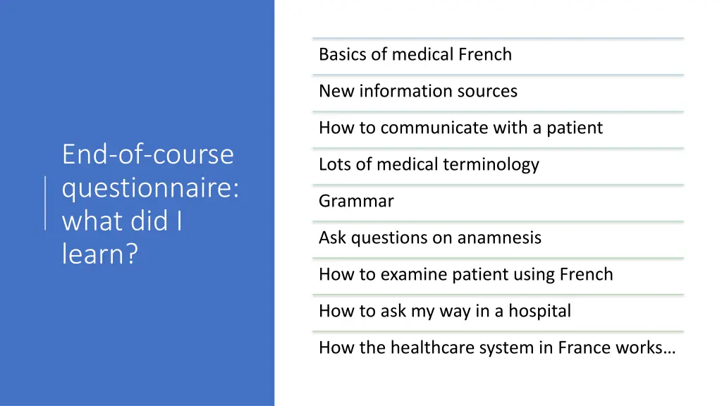 basics of medical french