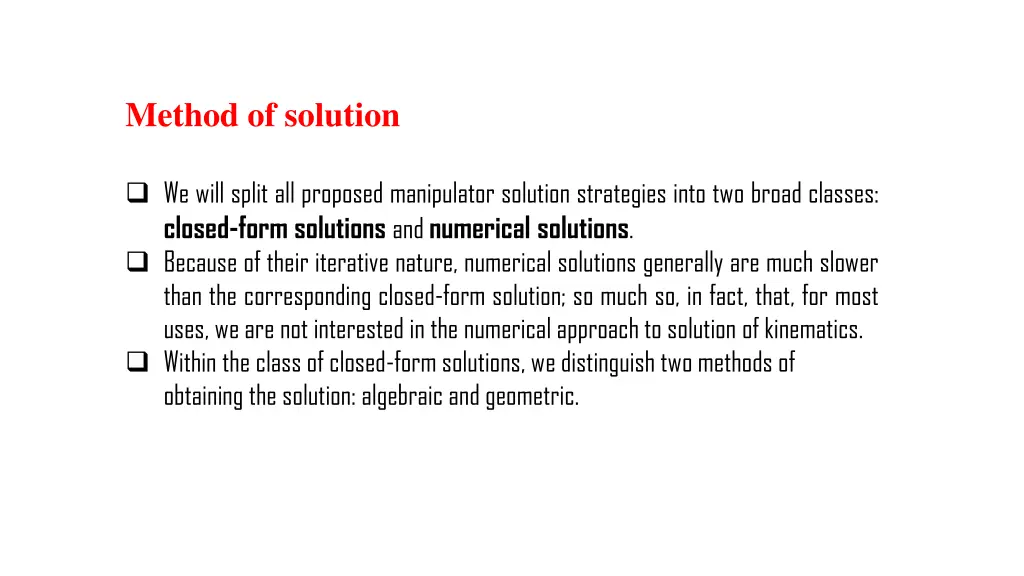 method of solution