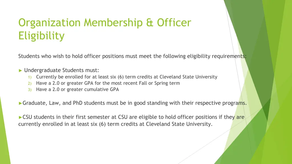 organization membership officer eligibility