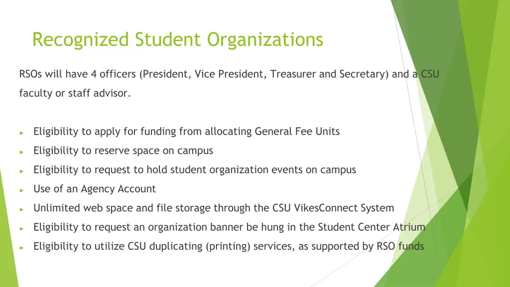 recognized student organizations