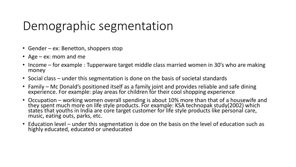demographic segmentation