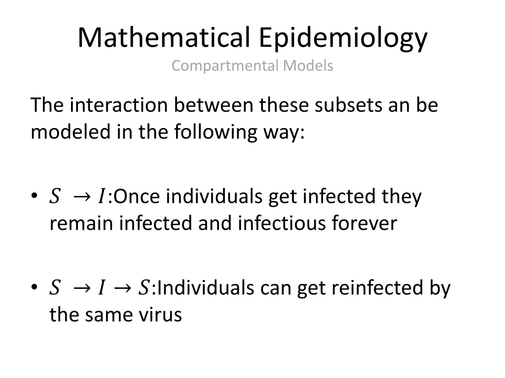 mathematical epidemiology compartmental models