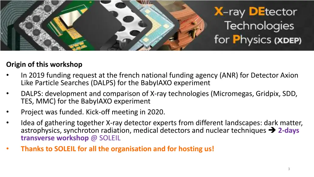 origin of this workshop in 2019 funding request