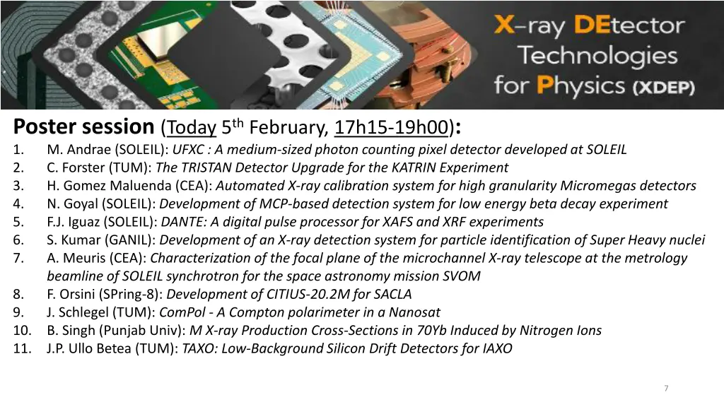 poster session today 5 th february 17h15 19h00