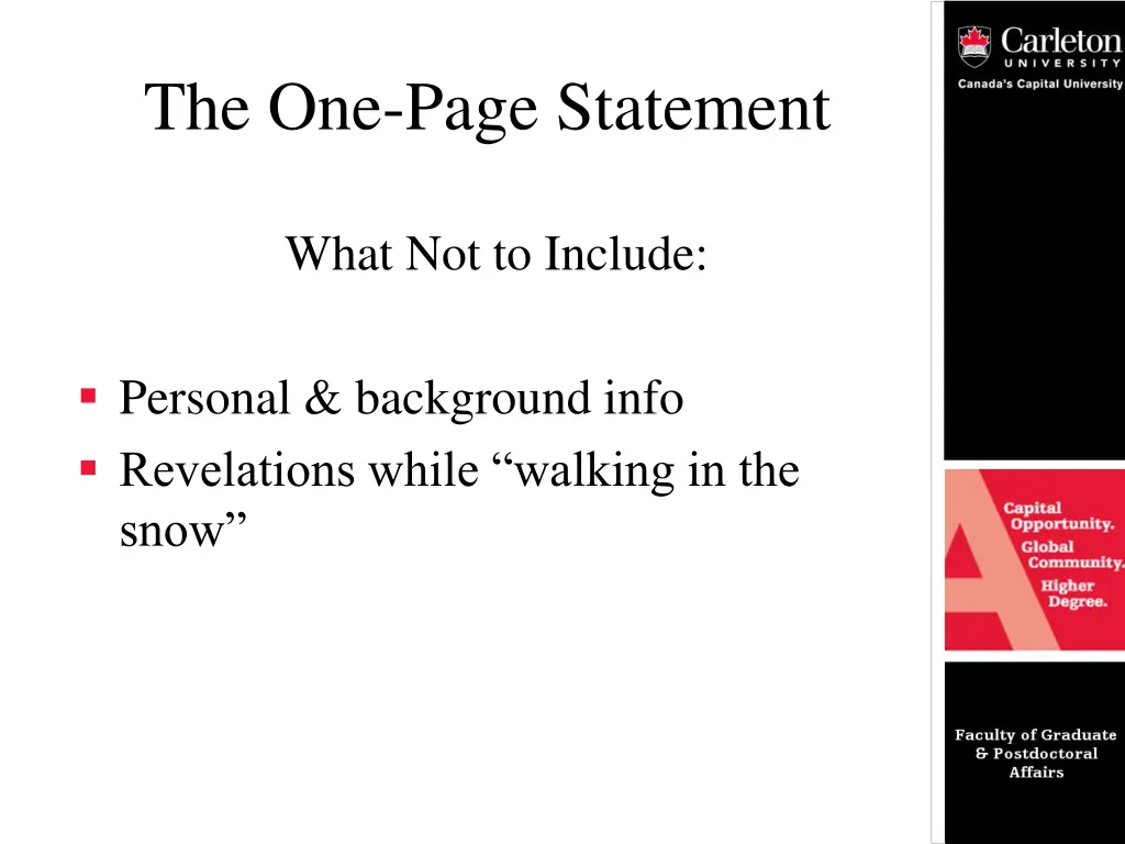 the one page statement