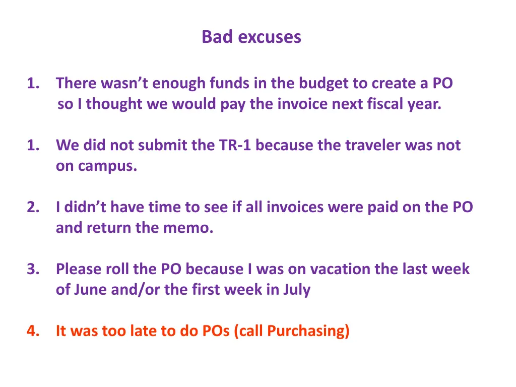 bad excuses