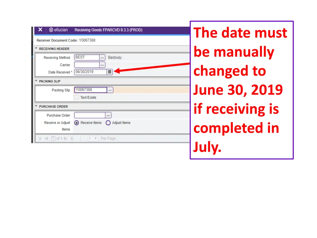 the date must be manually changed to june 30 2019