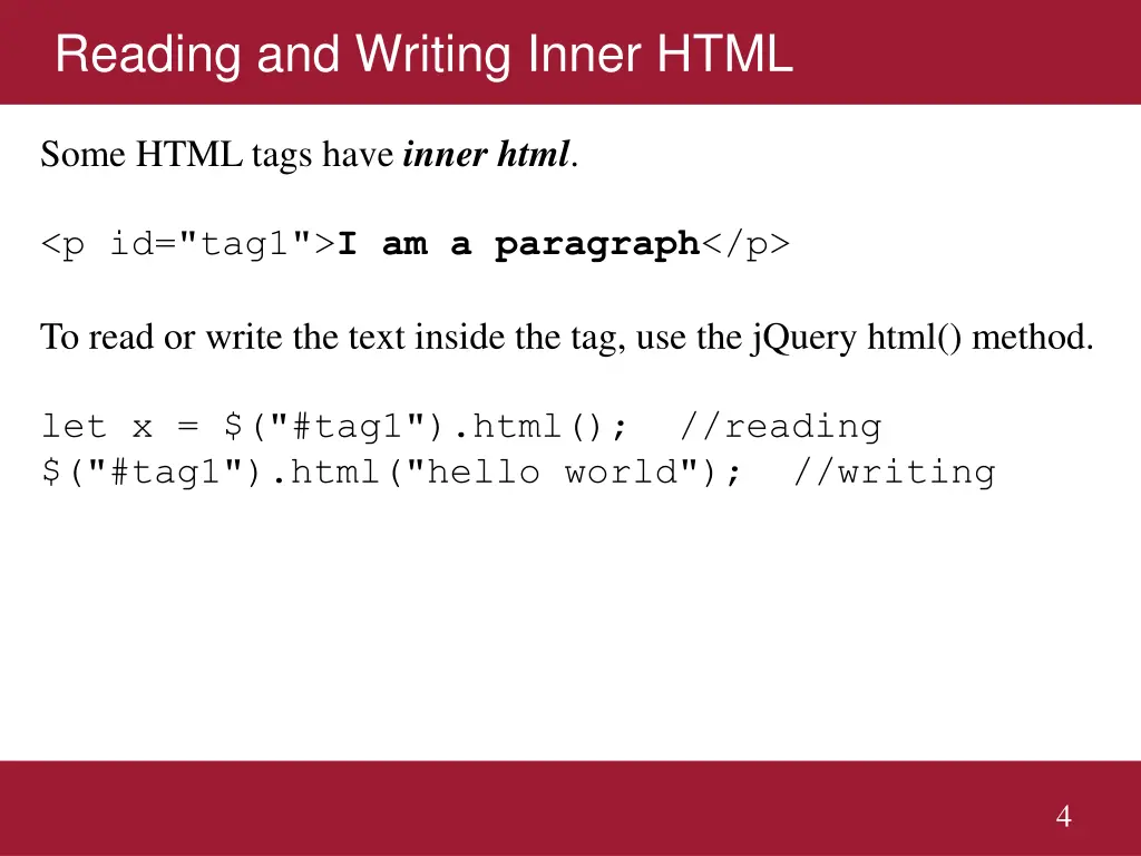 reading and writing inner html