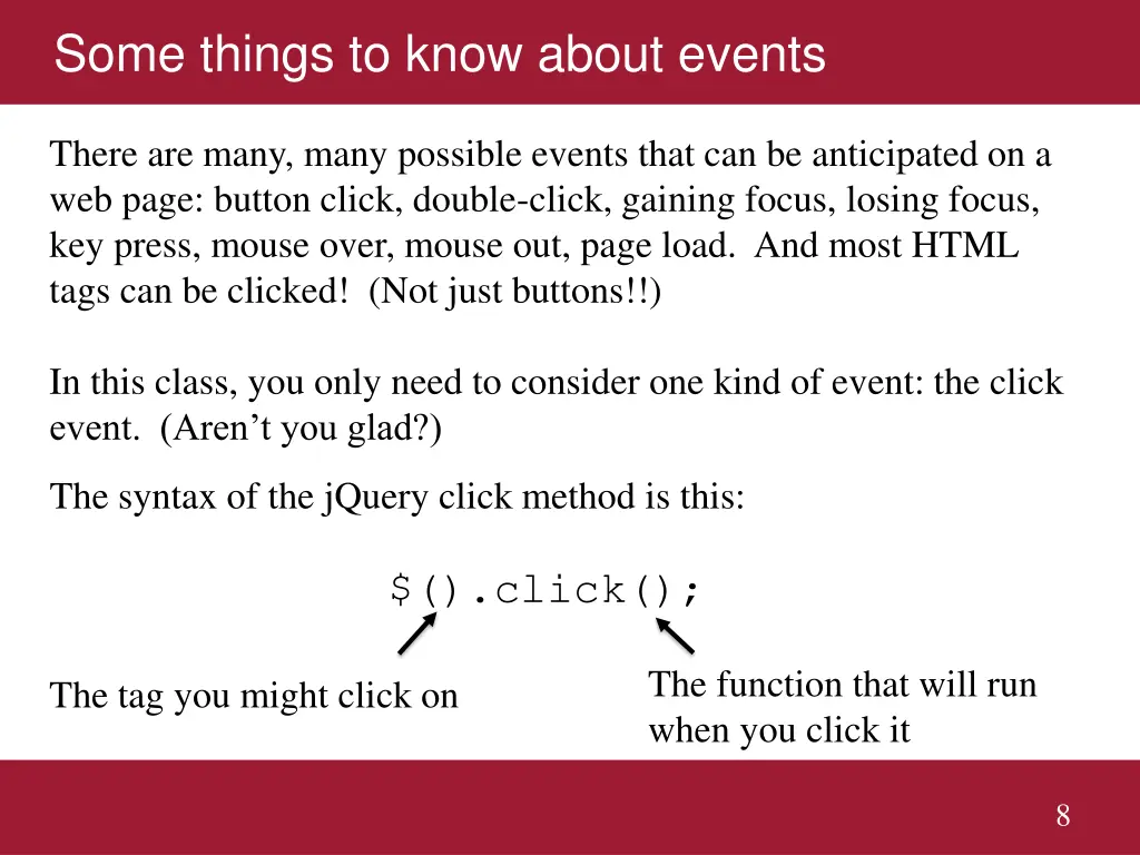 some things to know about events