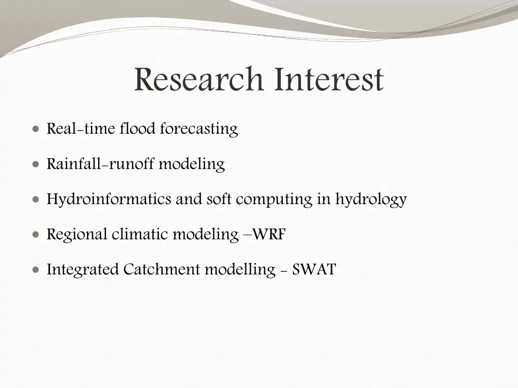research interest real time flood forecasting